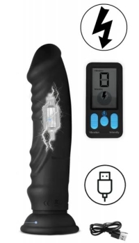 E-STIM SILICONE VIBR DILDO ZEUS W. REMOTE