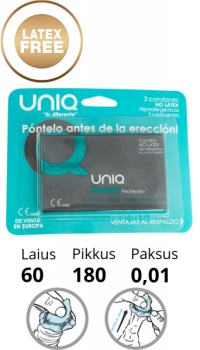 UNIQ SMART - LATEX FREE PRE-ERECTION CONDOMS 3 UNITS