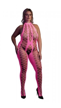 BODYSTOCKING WITH HALTERNECK PINK XL-XXXXL