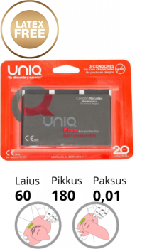 UNIQ FREE - LATEX FREE CONDOMS WITH PROTECTIVE RING 3 PCS