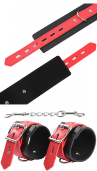 OHMAMA WRIST CUFFS WITH A LOCK RED/BLACK