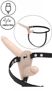 FETISH SUBMISSIVE - SILICONE VIBRATING DOUBLE STRAP-ON 8cm / 15cm