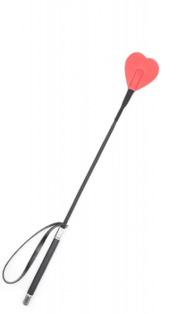 RIDING CROP HEART 54CM BLACK/RED