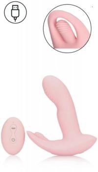 WEARABLE FINGERING MOTION VIBRATOR WITH REMOTE CONTROL - CHERRY CHIFFON