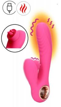 TONGUE FLICKERING AND HEATING RABBIT VIBRATOR - EXUBERANT PINK