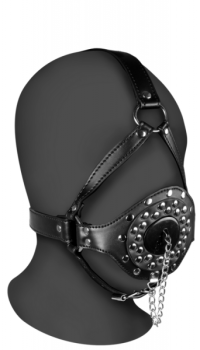 OPEN MOUTH GAG HEAD HARNESS WITH PLUG STOPPER 