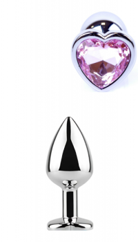 EXCLUSIVITY ANAL PLUG SILVER/PINK HEART SMALL