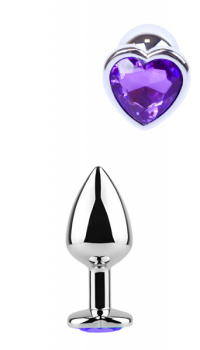 EXCLUSIVITY ANAL PLUG SILVER/PURPLE HEART SMALL