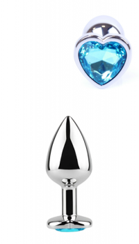 EXCLUSIVITY ANAL PLUG SILVER/BLUE HEART SMALL