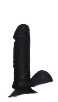DONG WITH BALLS  BLACK - 15 CM. (6 INCH)